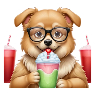 Dog with slushie at movie theater watching Wicked sticker