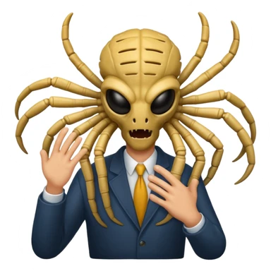 man with Facehugger sticker