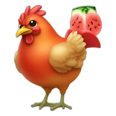 Chicken and watermelon eater drinking Kool aid sticker