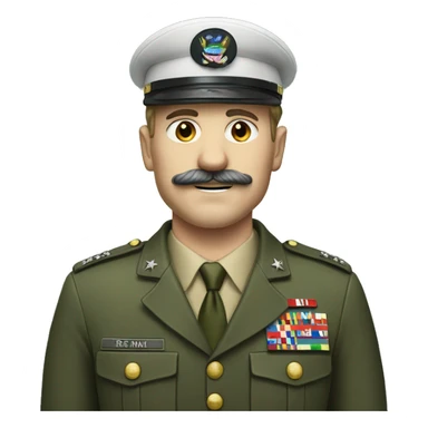 white skinned man in the military suit with toothbush mustache sticker