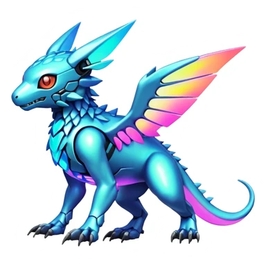  Bright lush warm-colored colorful neon-colored cyber-Fakémon-Digimon-Trico-creature sticker