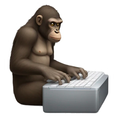 ape typing on mac keyboard sticker