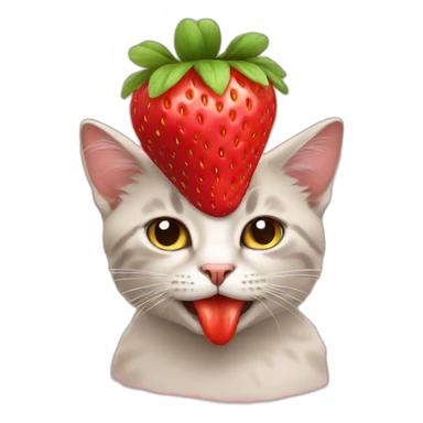 cat wearing a strawberry hat sticker