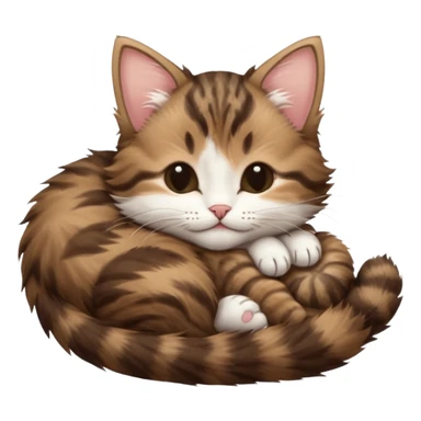 dark brown tabby and white kitten sleeping upside down on its back sticker