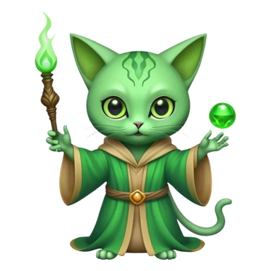 alien cat casting a spell sticker