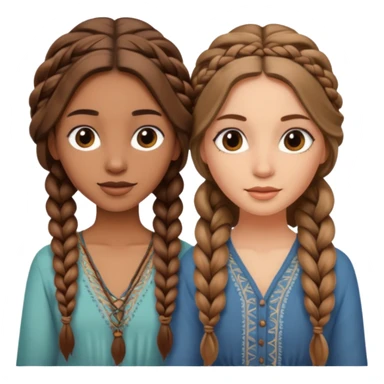 long brown boho braided hair 2 women sticker