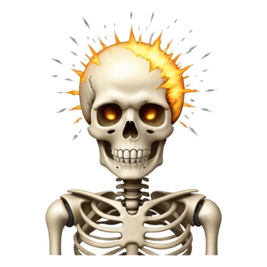 skeleton with head explosion sticker