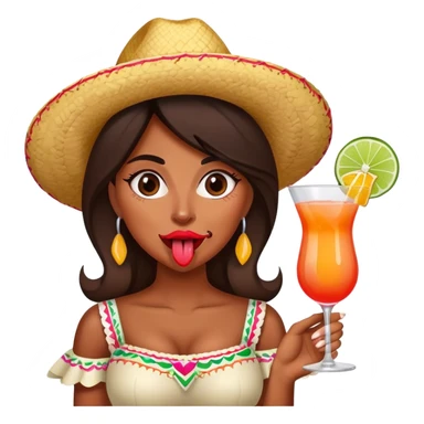Mexican lady with cocktail sticking her tongue out sticker