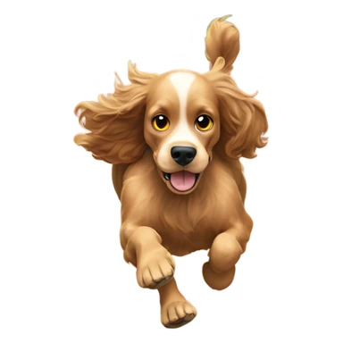 Cocker spaniel running an 800 metre race on an indoor track sticker