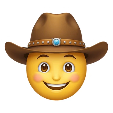 An yellow emoji tipping his brown cowboy hat sticker