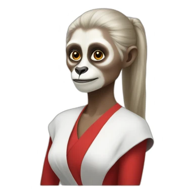 gibbon woman in red dress sticker
