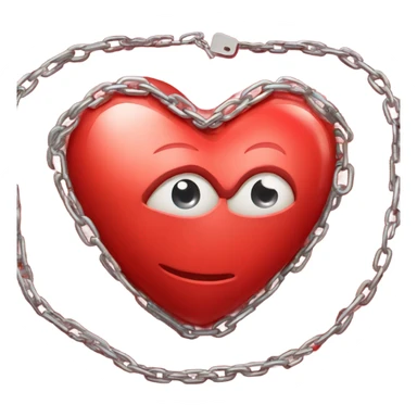 a  single red glossy heart, with a single chain and padlock wrapped around it sticker