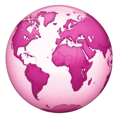 planet earth in apple emoji style with pink continents and a pink ring around it sticker
