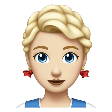 White girl, with blue eyes, short blonde hair, elegant with a red bow tie and mickye mouse ears. Super chick and elegant sticker