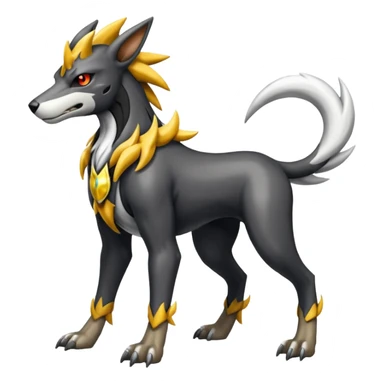 white and grey colorful shiny edgy cool badass Manectric-Houndoom-fusion-hybrid-Fakémon-creature, full body sticker