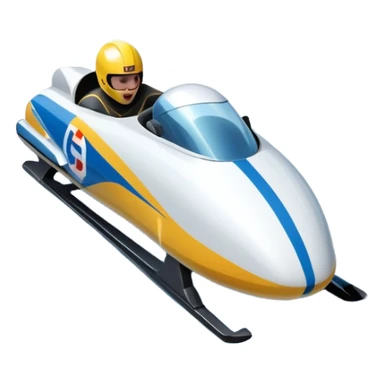 An icon featuring a sleek bobsled with athletes racing down an icy track at high speed, helmets on and bodies aligned for aerodynamics. Surrounded by icy curves, snowbanks, and a wintry mountain backdrop. Transparent background captures the thrill and precision of bobsleigh. sticker