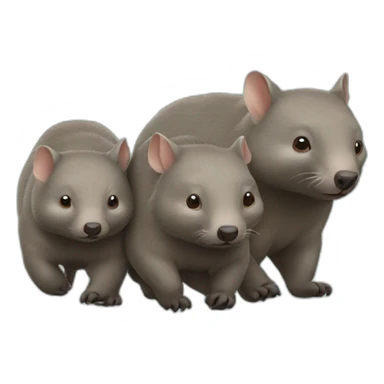 wombat family of four walking sticker
