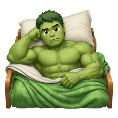 Incredible hulk sleeping lying down in bed under blanket eyes closed sticker