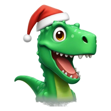 green dino wearing santa hat sticker