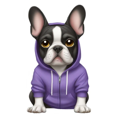 Frenchie wearing hoodie sticker