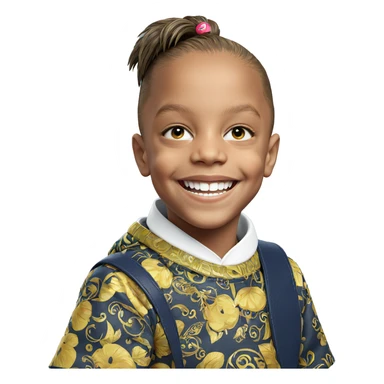 smiling boy with hair ornament sticker