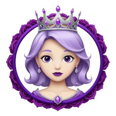 Purple shadow rose silver circle plaque with silver tiara sticker
