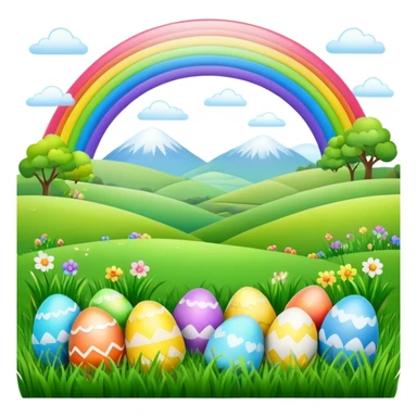 rainbow easter landscape  sticker