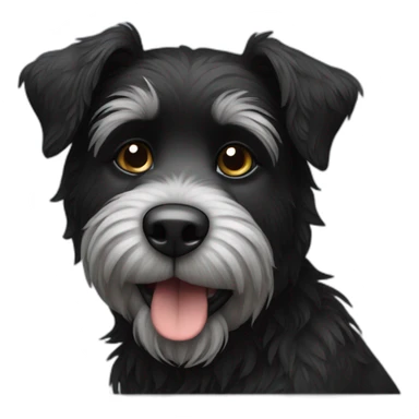 Sitting Hairy Black dog with little white stripes sticker