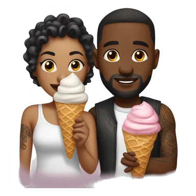 Cute ice cream date for beautiful tattooed couple sticker