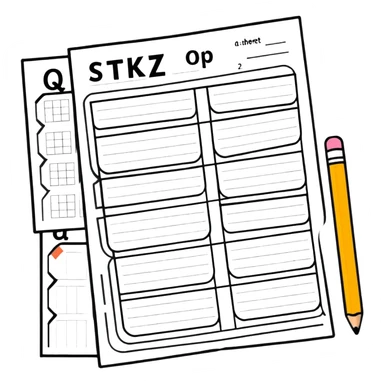 quiz paper with options a) and b) clearly visible, multiple choice answer sheet sticker