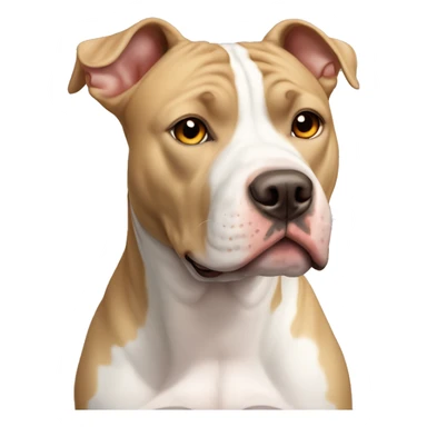 White American Staffordshire terrier with light brown patches by her right ear  sticker