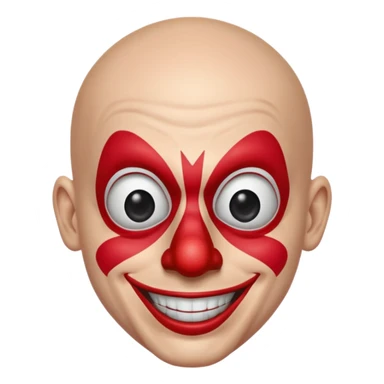 Create a man Spider-Man with clown nose, no hair, white eyes sticker