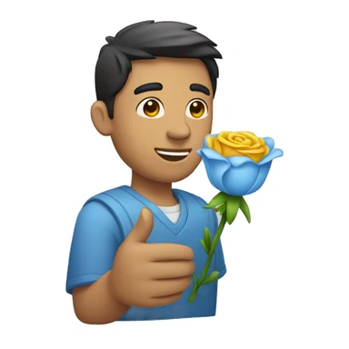 Un hombre con una flor en la mano sticker