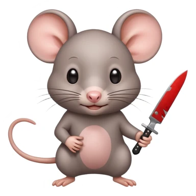 CREA UNA RATA KAWAII SOSTENIENDO UN CUCHILLO sticker