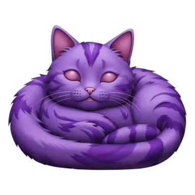 Un gato morado que este acurrucada con los ojos cerrados en una alfombra sticker