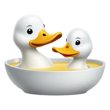Two ducks eating soup sticker