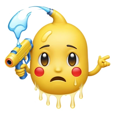 sad emoji with water gun pointing directly at its own head sticker
