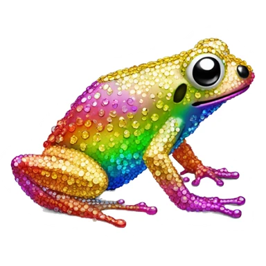 Rhinestoned rainbow frog  sticker