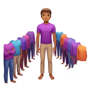 A charismatic person standing confidently in the center of a room, radiating a violet warm bright aura glow, he is calm with a lot of people around sticker