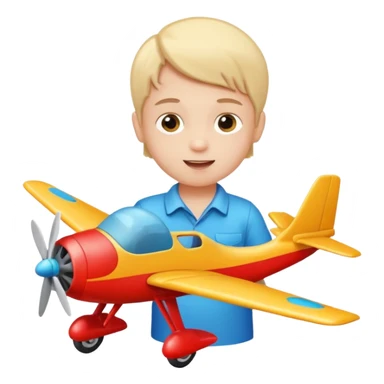 child playing with plane sticker