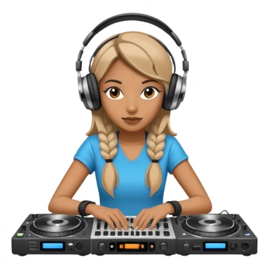 woman dj with setup sticker