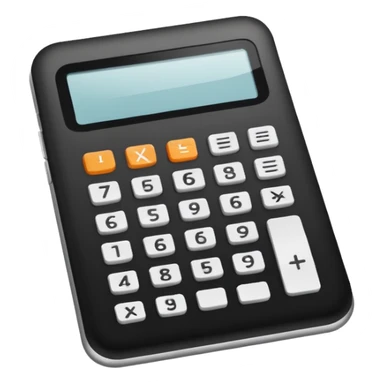 Minimalistic flat vector icon, iOS style, thin black contour on white background. Calculator and geometric shapes (triangle, circle). No text, no shadows. sticker