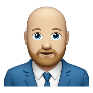 blue-eyed overweight bald man with a beard in a blue suit sticker