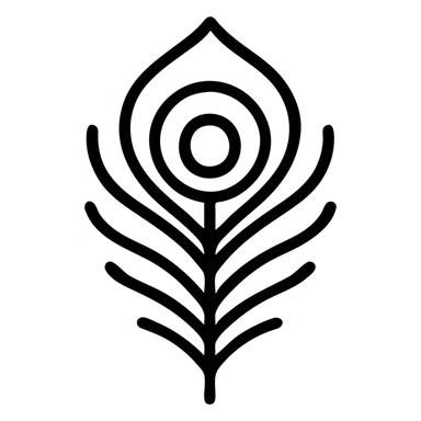 stylized peacock feather, minimal line art, simple and elegant sticker