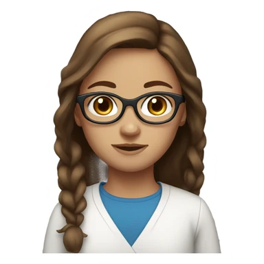 girl with blue eyes, glasses and medium brown hair and feckles sticker