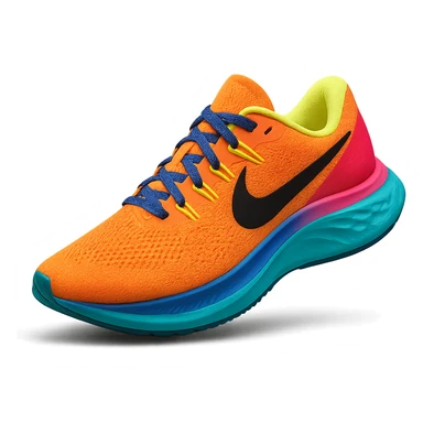 Nike sneaker, modern running shoe, vibrant colors, dynamic angle, minimal background sticker