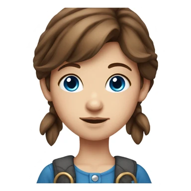 girl with brown hair blue eyes fair skin dressed like a gnome sticker