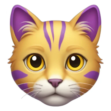 purple yellow cat furry sticker