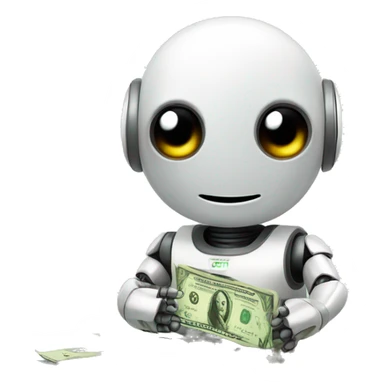 Cute robot with money sticker