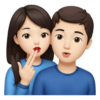 Asian girl blowing kiss to brunette boy  sticker